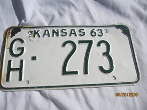 Kansas License Plate1963 # GH-273 - Picture 1 of 5