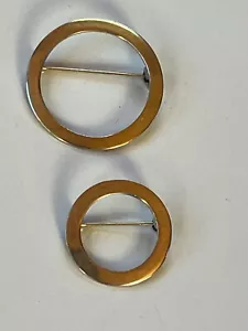 Vintage Lot of Sterling Silver Marked Two Different Sized Open Circle Brooch Pin - Picture 1 of 8
