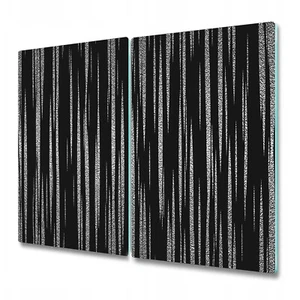 Glass Induction Ceramic Hob Cover Abstract metallic black and grey design - Picture 1 of 8