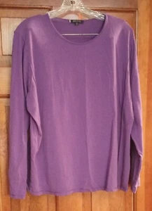 Anne Klein Women's Size 2X Cotton Modal Blend Long Sleeve Purple T Shirt - Picture 1 of 4