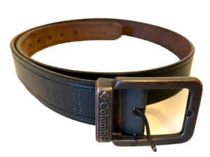 Columbia Men’s Reversible Belt Size 42 Black Brown Leather Bronze Buckle 1 3/8" - Picture 1 of 4