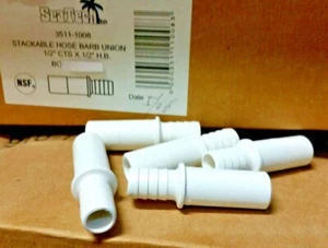 Qty-5 1/2 CTS Stem x 1/2 Hose Barb SeaTech 3511-1008 Stackable Hose Barb Union - Picture 1 of 2