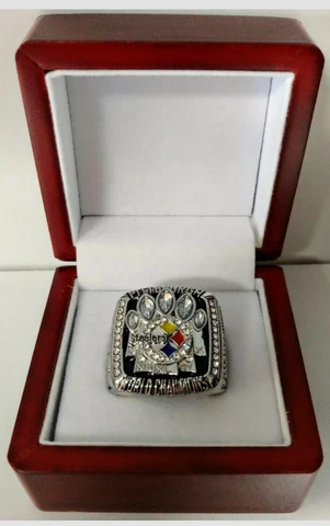 Pittsburgh Steelers - 2005 Super Bowl Silver Color Ring With Wooden Display Box Cover