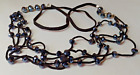 "ZG15"--unusual lovely lack suede & sparkly black crystal beads 4 row necklace