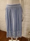 Annabella Baby Blue And White Eyelet Geometric And Floral Midi Length Skirt Size
