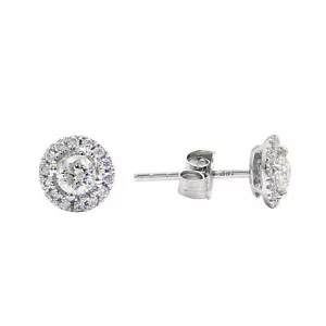 1956 $ 18K WEISSGOLD 0,53 C PAVE DIAMANT OHRSTECKER SOLITÄR HALO OHRRINGE - Bild 1 von 1