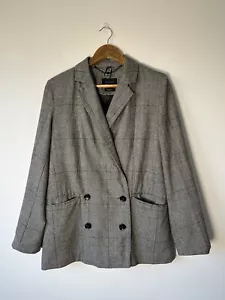 M&S Autograph Italian WOOL Blend DOUBLE BREASTED Checked BLAZER Size 12 - Picture 1 of 9