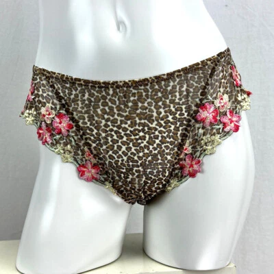 Christies Naory Bikini Brief L NWT RRP $187 Embroidered Tulle Animal Print Foto 1 de 4