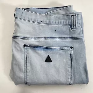 A brand Mens Blue Dropped Skinny Distressed Stretch Jeans Size 34 Good JEAD7AB2 - Picture 1 of 9