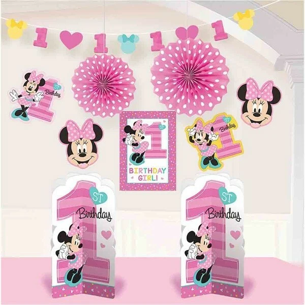 Minnie 1st Birthday Room Decorating Kit 10 Piece Pack Girl Birthday Party Supply - Image 1 of 1