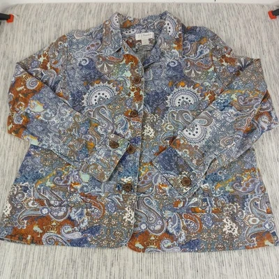 Christopher & Banks Stretch Floral Corduroy Jacket Cottage Core Preppy Women's L - Image 1 of 4