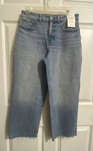 MADEWELL DAMEN JEANS 28 PETITE NEU MIT ETIKETT PERFEKT VINTAGE WEITES BEIN CROP LT WASH AUSGEFRANST - Bild 1 von 8
