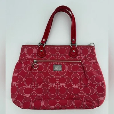 Coach Poppy 17890 Ruby Red Metallic Lurex Glam Tote - Image 1 of 4