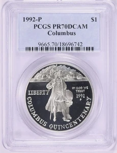 1992 P $1 Columbus Commemorative Silver Dollar PCGS PR70DCAM PF 70 ULTRA CAMEO - Picture 1 of 5