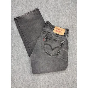 Levi's 501 Mens 35x28 Straight Leg Denim Jeans Black Wash Button Fly Normcore - Picture 1 of 14