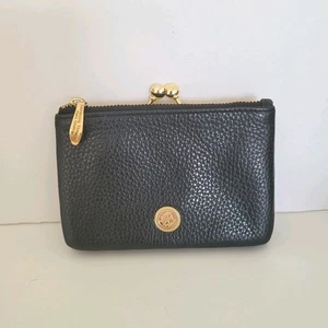 Samantha Thavasa Zip Kisslock Geniue Pebble Leather Wallet Black Boho Quality - Bild 1 von 11