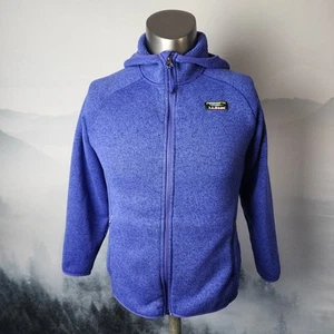 L.L.Bean Kid's Blue Hooded Sweater Fleece Full Zip Jacket | Kid's Large (14-16) - Picture 1 of 14