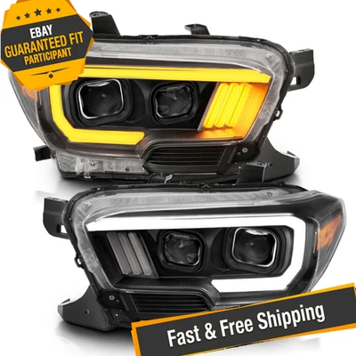 Anzo Black Switchback LED U-Bar Projector Headlights for 16-18 Toyota Tacoma Foto 1 de 4