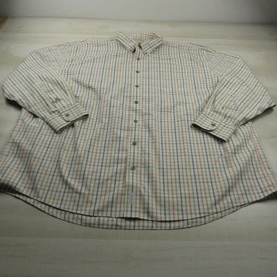Cabelas Shirt 4XL Tall Beige Blue Button Up Cotton Outfitter Outdoor Casual - Image 1 of 4