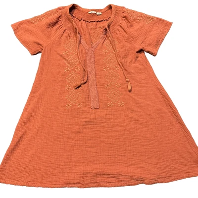 Vestido trapecio bordado floral Lucky Brand Boho Cottage para mujer mediano campesino Foto 1 de 4