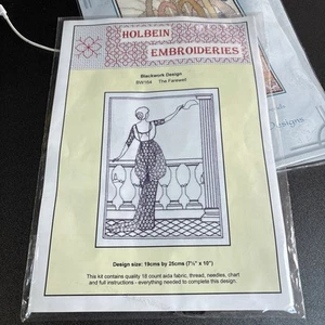 Vintage Holbein Stickereien Schwarzarbeit Kreuzstich Set Der Abschied BW164 - Bild 1 von 3