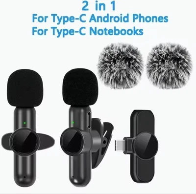 Mini Micrófono 2 piezas Enchufe Tipo C Negro Micrófono Inalámbrico Foto 1 de 4