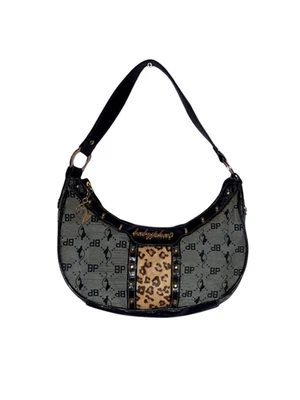 Vtg Baby Phat Shoulder Bag Crescent Baguette Studded Logo Leopard Y2K 90s - Image 1 of 4