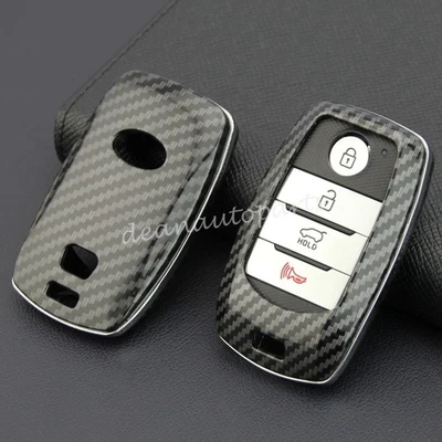Carbon Fiber Car Smart Key Cover Case For Kia Carnival Optima Sorento Soul Niro - Image 1 of 4