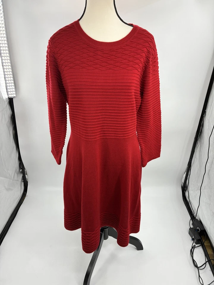 Vestido Suéter Marc New York Para Mujer L Rojo Calce y Acampanado Manga Larga Tejido Informal Foto 1 de 4