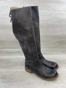 Bed|Stü Cambridge schwarze hohe Damenreiterstiefel aus Leder mit Cutout 8 abgenutzt - Bild 1 von 16
