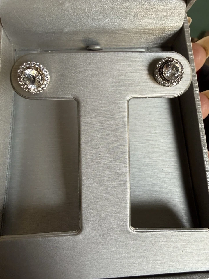 Zales Lab Diamond Sterling Silver Earrings Stud Earrings Silver Earrings Gift - Image 1 of 4