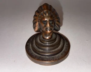 Vintage United American Metals Advertising Figural Paperweight Indian Chief bust - Picture 1 of 11