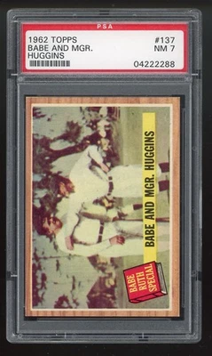 1962 Topps BABE RUTH PSA 7 Near-MINT #137 Yankee MGR Miller Huggins - Image 1 of 2