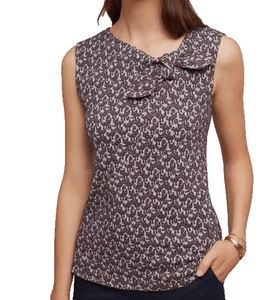 Maeve Anthropologie Tomcat Top XS Stretch Asymmetrical Knot Jacquard Cat Twee - Bild 1 von 18