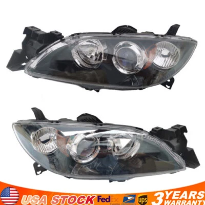 Pair Halogen Headlights For 2004-2009 Mazda 3 Sedan Left and Right Headlamps Foto 1 de 4