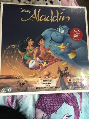 Aladdin Big Sleeve Edition Blu ray DVD and Art Cards RARE Disney Gift Idea - NEW - Image 1 of 2