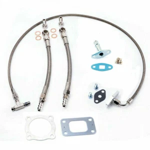 Oil Water Line Set Fit Oil & Water Line Fits Garrett GT3076R GT3582R T3 4 Bolt - Picture 1 of 7