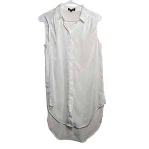 Express Blouse Women's Small Ivory Tunic Sleeveless Long Button Up Shirt Top - Picture 1 of 11
