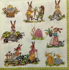 TWO Individual Paper Lunch Decoupage Napkins - 1826 Stories of Easter Bunnies - Picture 1 of 3