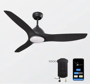 ProMounts OHCF02-B 52 in Adjustable CCT LED Indoor Black Smart Wi-Fi Ceiling Fan - Picture 1 of 12
