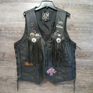 A-1 Vintage Cuero Mujer Motociclista Chaleco con Alfileres - Imagen 1 de 9