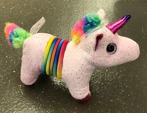 Fun Stuff Small Pink Unicorn with Rainbow Manes Plush Toy - 7" - Picture 1 of 2