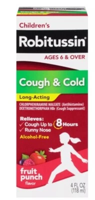 ❗3 PACK Robitussin jarabe para niños para tos y resfriado ❗¡DELICIOSO PONCHE DE FRUTAS! 4 OZ  Foto 1 de 4