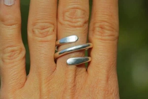 Thick Silver Wrap Ring 925Sterling Silver Wrap Around Coil Modern Ring For Women - Picture 1 of 4