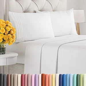 4 Piece Sheet Set, Hotel Luxury Soft & Wrinkle Free Bed Sheets by CGK Linens - Picture 1 of 61