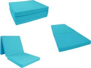 Camas de espuma triple pliegue, alfombrillas plegables, cojines, asientos, densidad 1,8 3x27x75 turquesa - Imagen 1 de 1