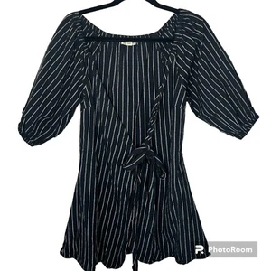 Billabong Swimsuit Cover Up Women’s S Black White Striped Boho Short Sleeve - Picture 1 of 15