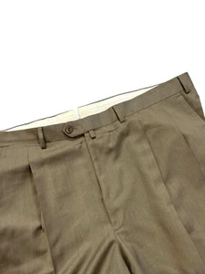 Ermenegildo Zegna Men Pants Taupe Pleated Front Wool Cuffs 44R - Picture 1 of 7