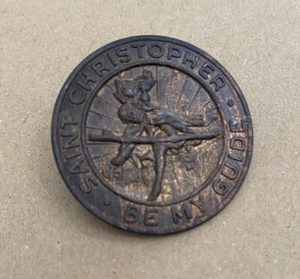 Vintage Saint Christopher Be My Guide Pin/ Medal - Picture 1 of 4