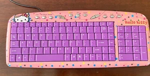 HELLO KITTY USB KEYBOARD-Standard 6x15"-Pink Frame-Purple Keypad-Plastic-Working - Picture 1 of 7